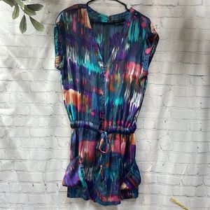 BCBGMaxazria silky artsy drawstring Medium short jumpsuit